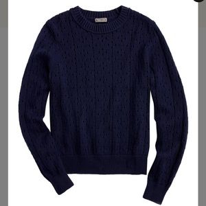 J.Crew Point Sur Allover Pointelle Navy sweater